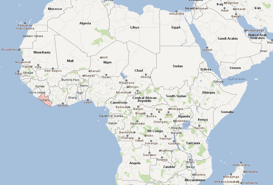karte von liberia afrika